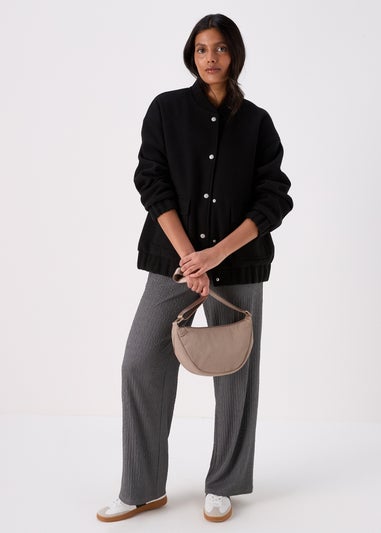 Black Wool Touch Bomber Jacket