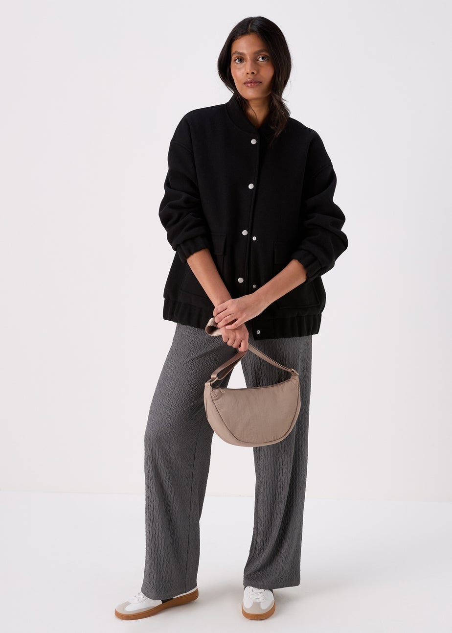 Black Wool Touch Bomber Jacket