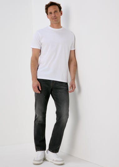 Black Tapered Washed Jeans