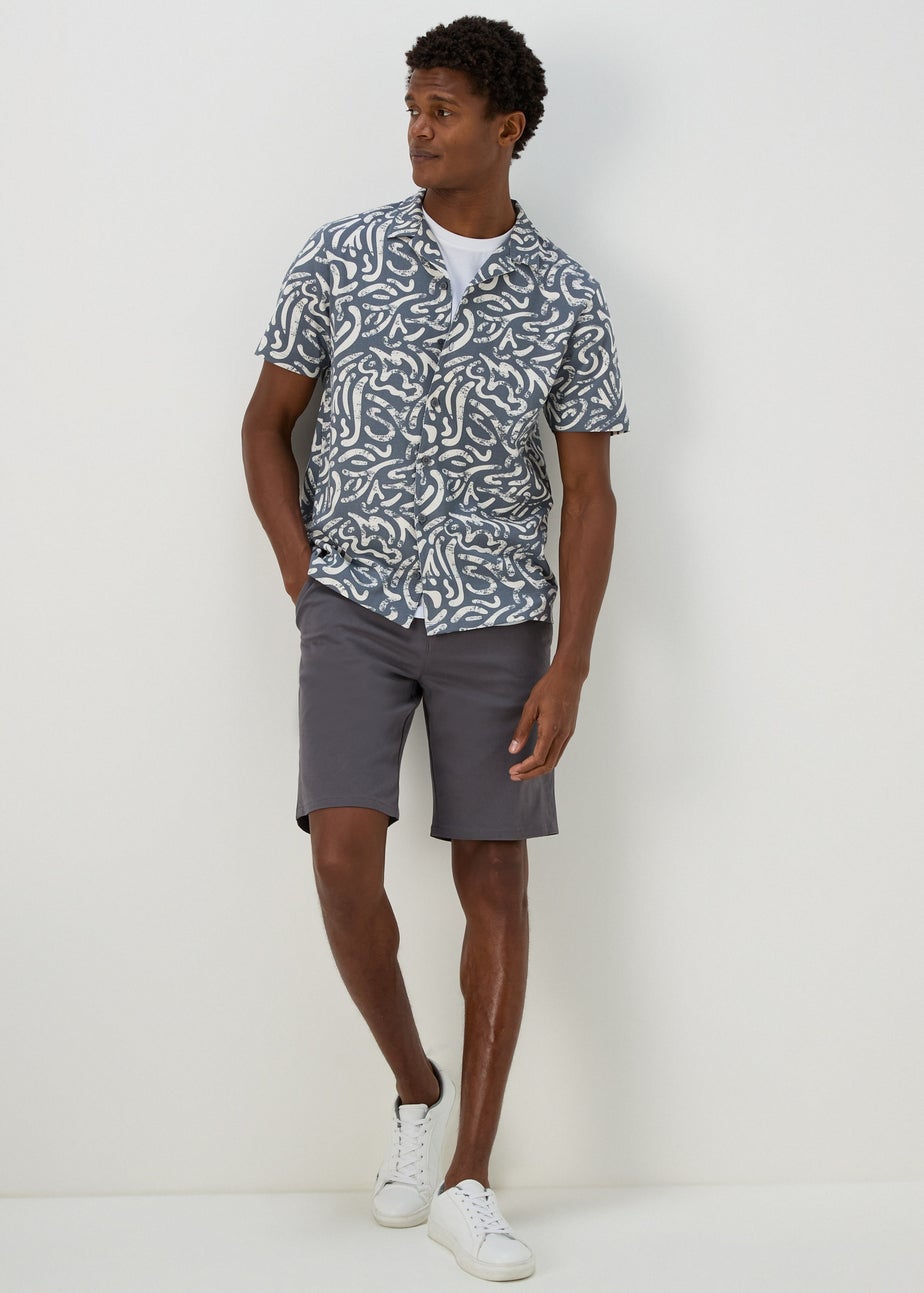 Grey Straight Fit Chino Shorts