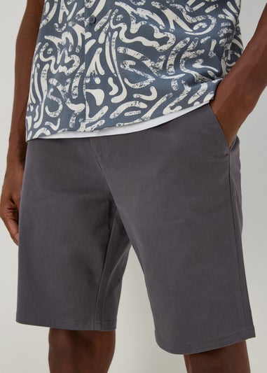 Grey Straight Fit Chino Shorts