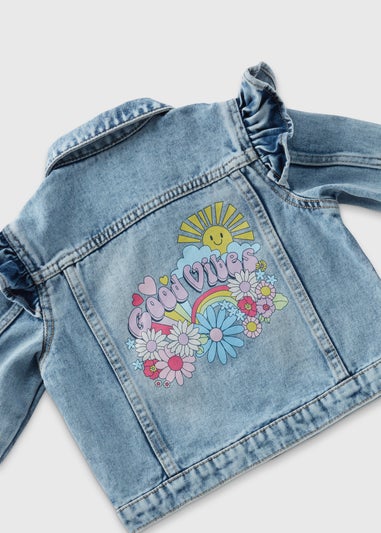 Girls Blue Good Vibes Denim Jacket (1-7yrs)