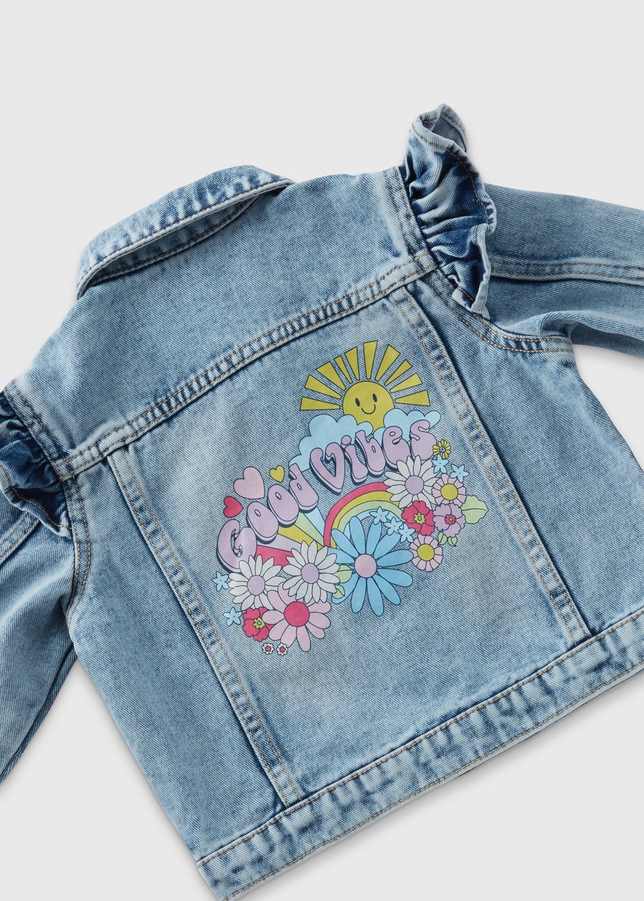 Girls Blue Good Vibes Denim Jacket (1-7yrs)