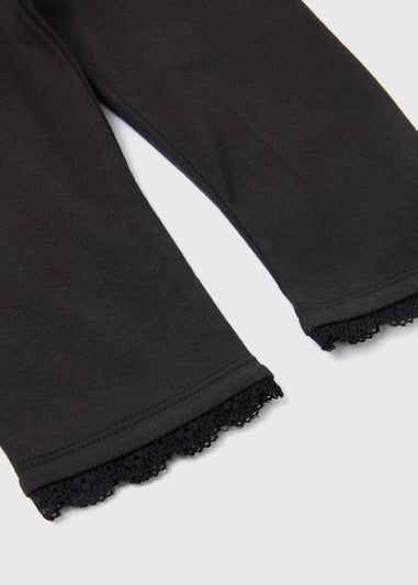Girls Black Lace Trims Leggings (1-7yrs)
