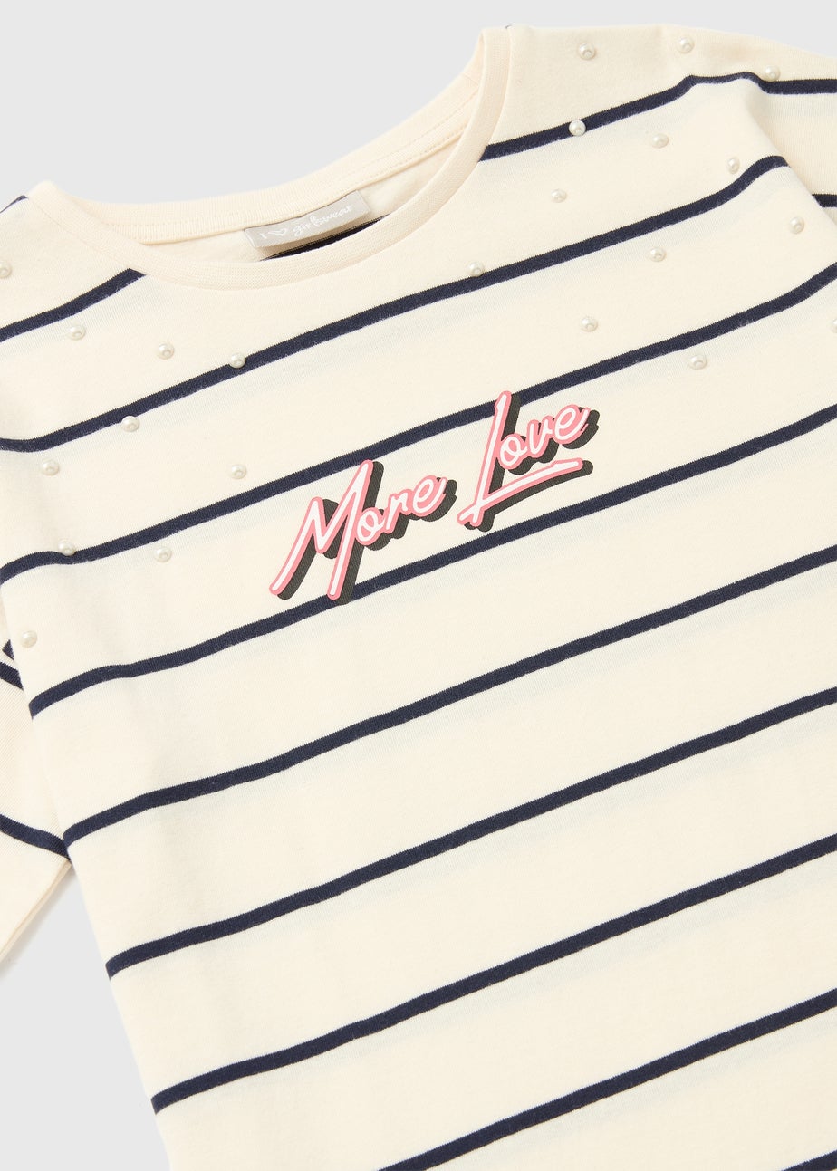 White Stripe Embellished T-Shirt (7-13yrs)