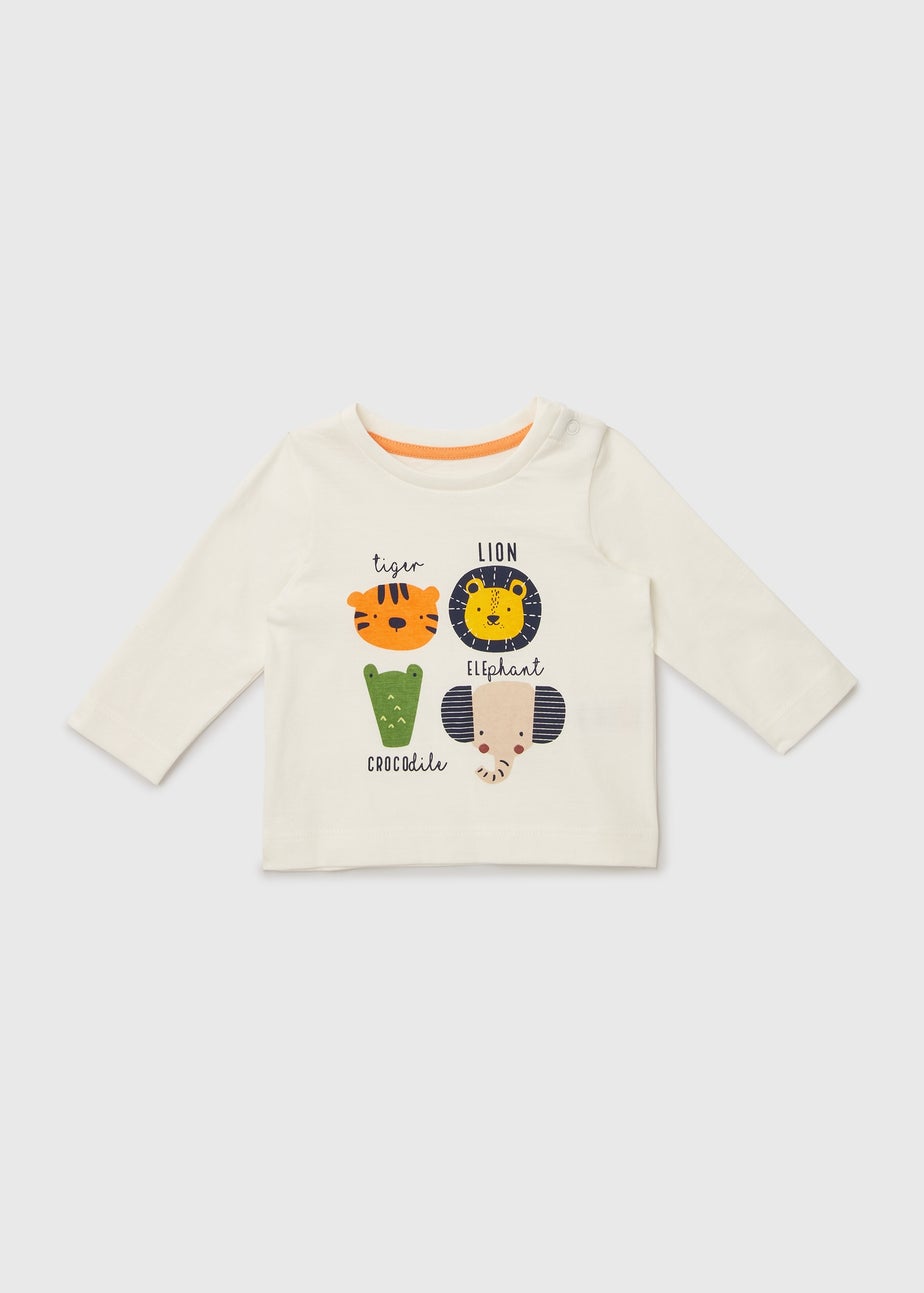 Baby Cream Animals Print T-Shirt (Newborn-23mths)