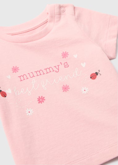 Baby Pink Mummy's Bestfriend Slogan T-Shirt (Newborn-23mths)