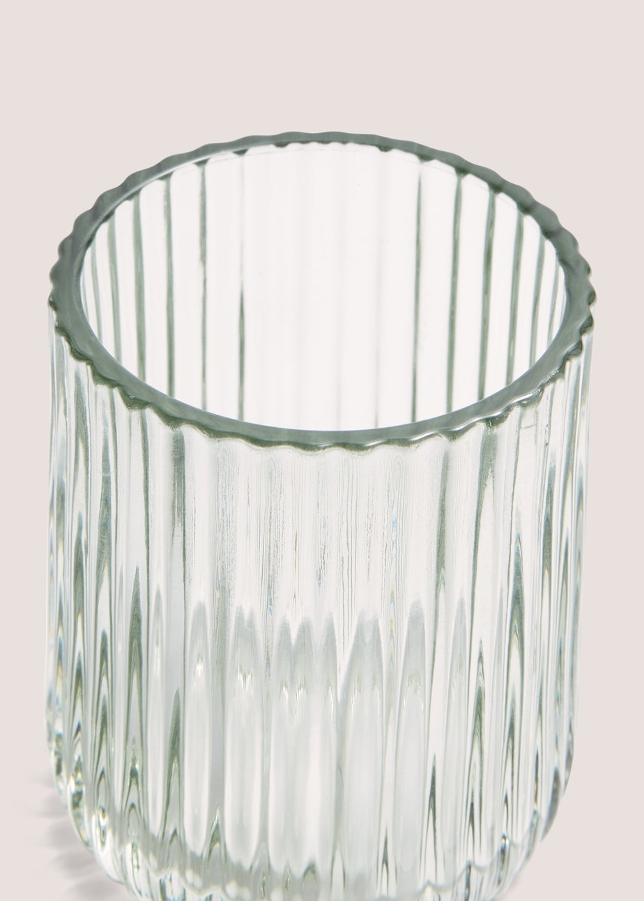 Green Glass Ribbed Tumbler