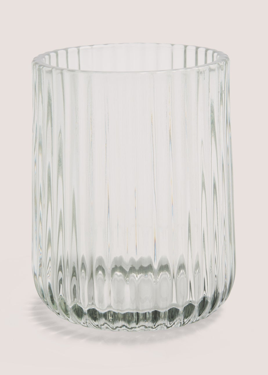 Green Glass Ribbed Tumbler