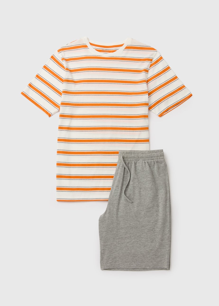 Orange Stripe Short Pyjama Set