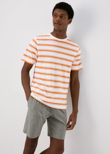 Orange Stripe Short Pyjama Set