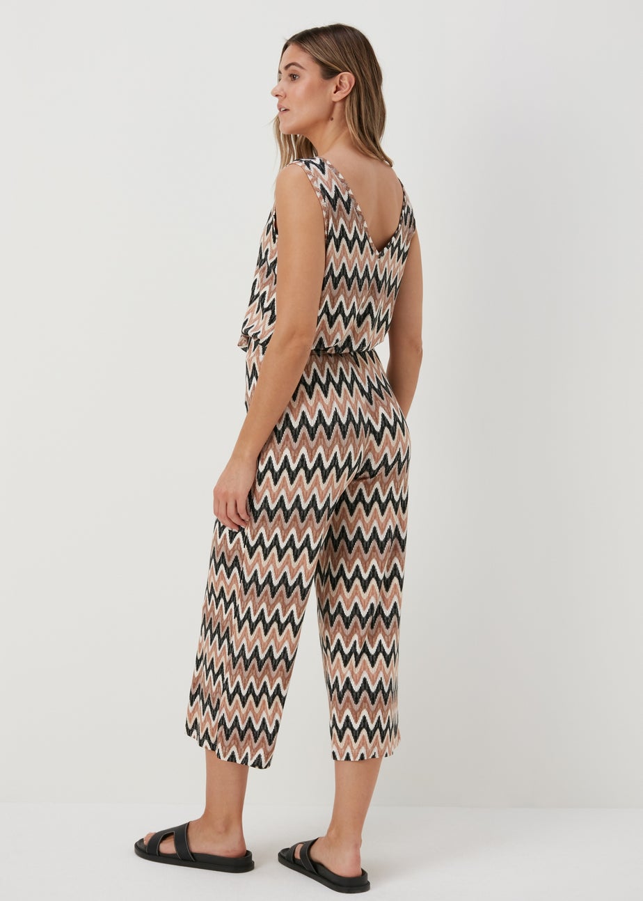 Beige Co Ord Cropped Wide Leg Trousers