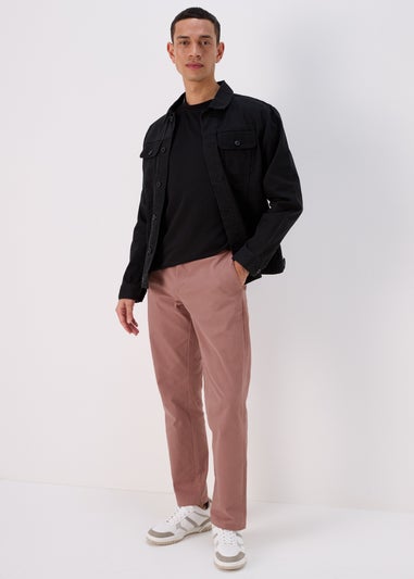 Pink Straight Fit Stretch Chinos