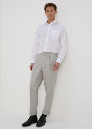 Taylor & Wright Grey Twill Pleated Trousers