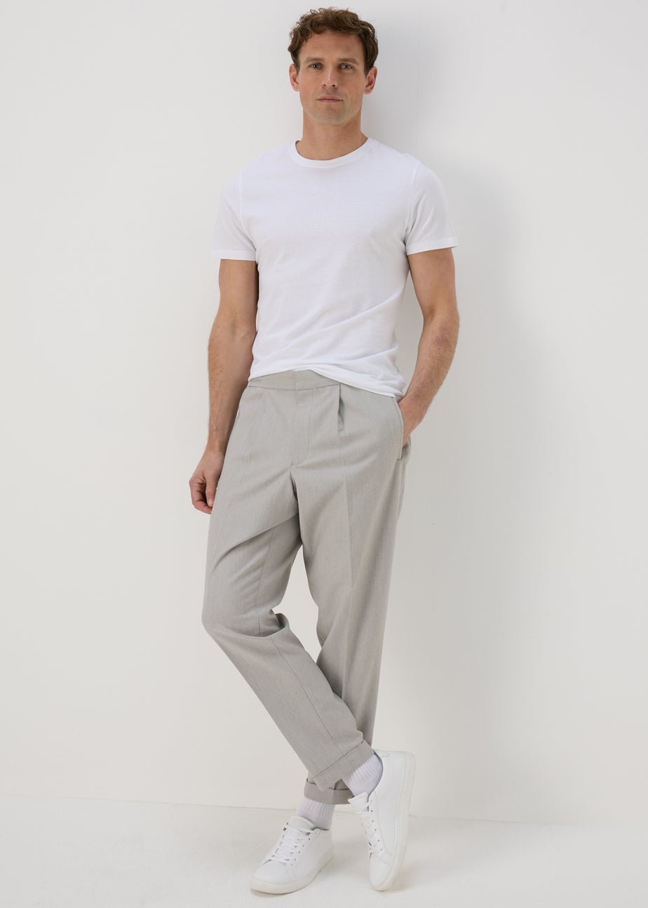 Taylor & Wright Grey Twill Pleated Trousers