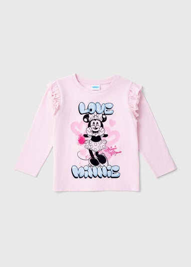 Disney Girls Pink Minnie Mouse Graffiti T-Shirt (9mths-7yrs)