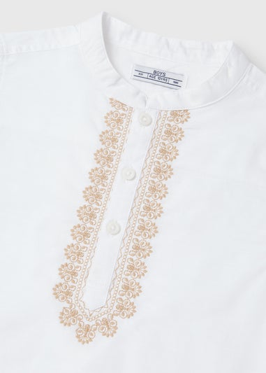 Boys White Eid Kurta Shirt (7-13yrs)