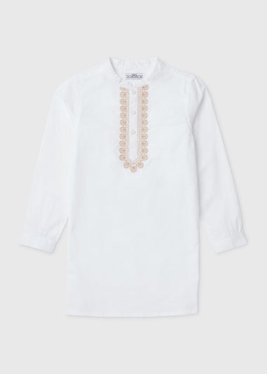 Boys White Eid Kurta Shirt (7-13yrs)