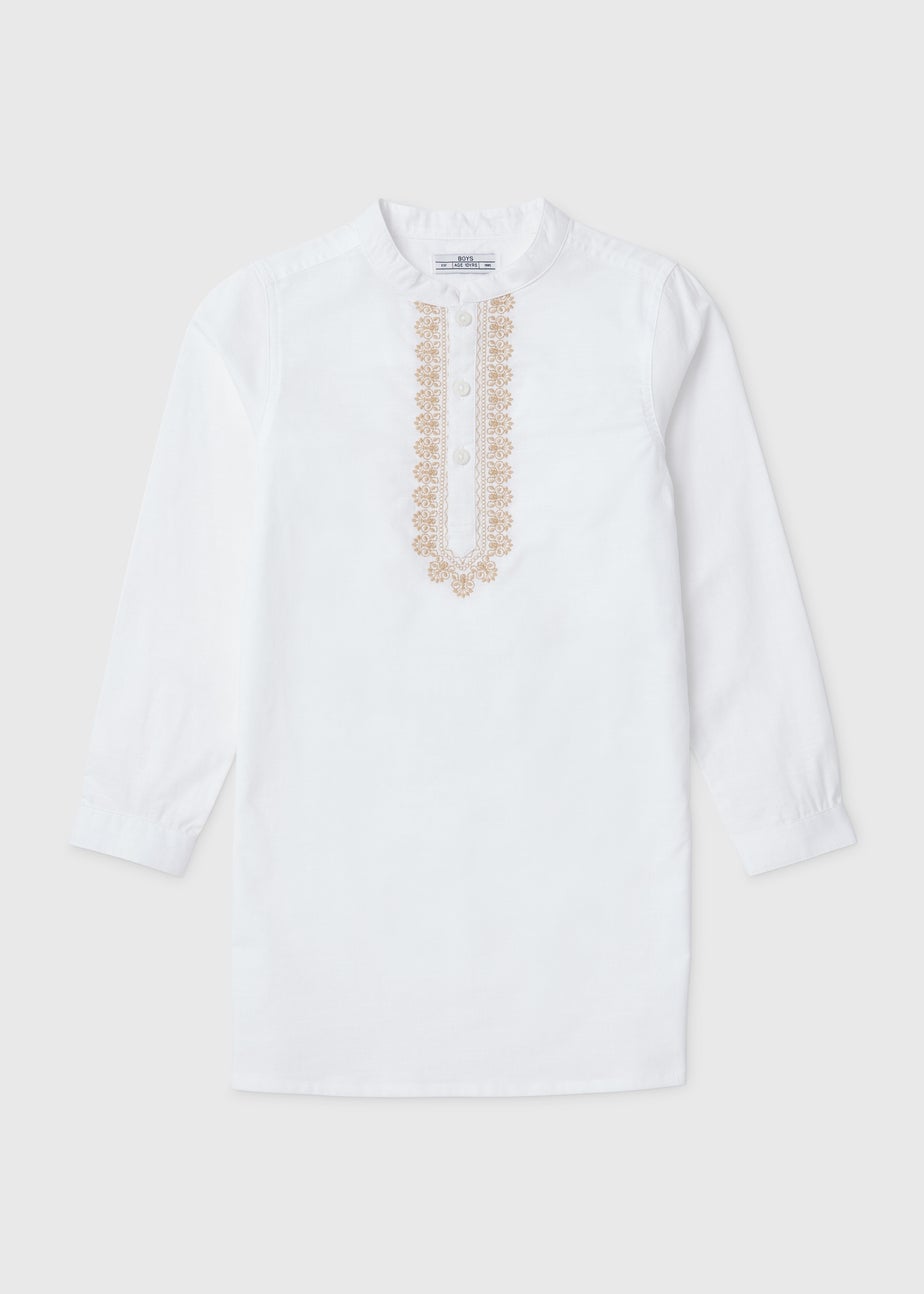 Boys White Eid Kurta Shirt (7-13yrs)