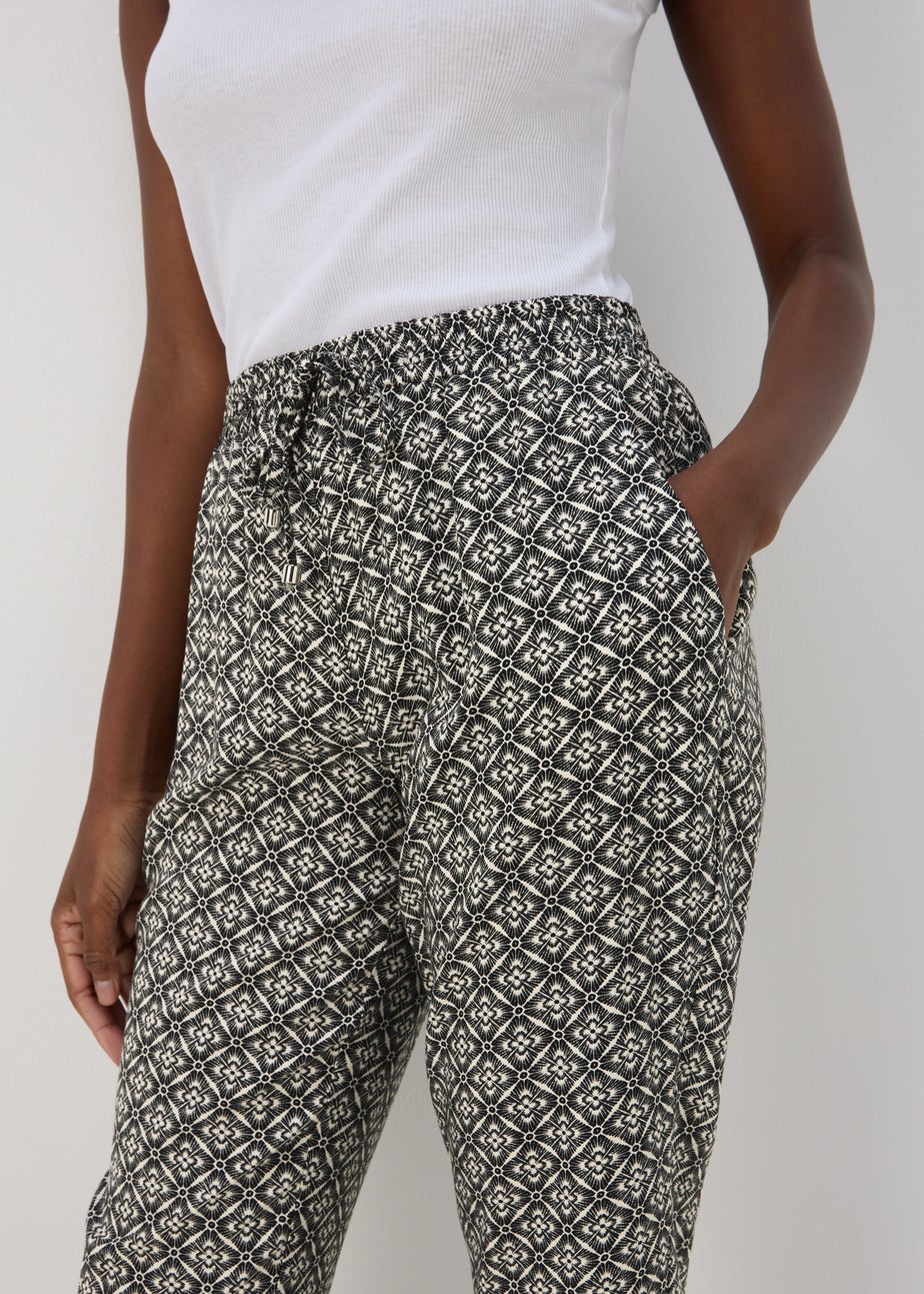 Black Viscose Tapered Trousers