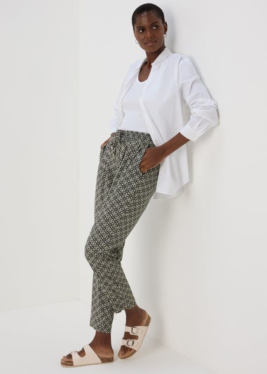 Black Viscose Tapered Trousers