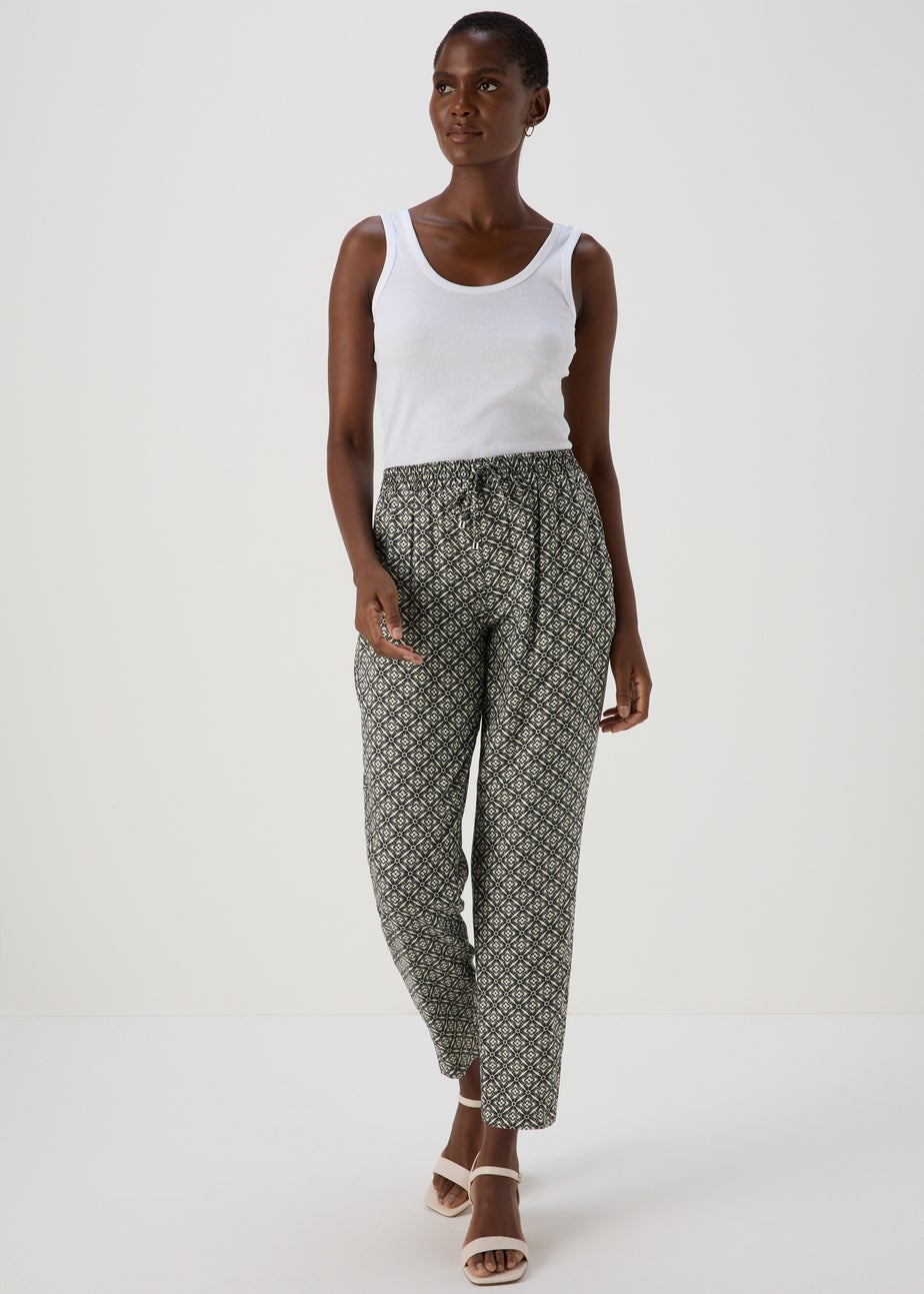 Black Viscose Tapered Trousers
