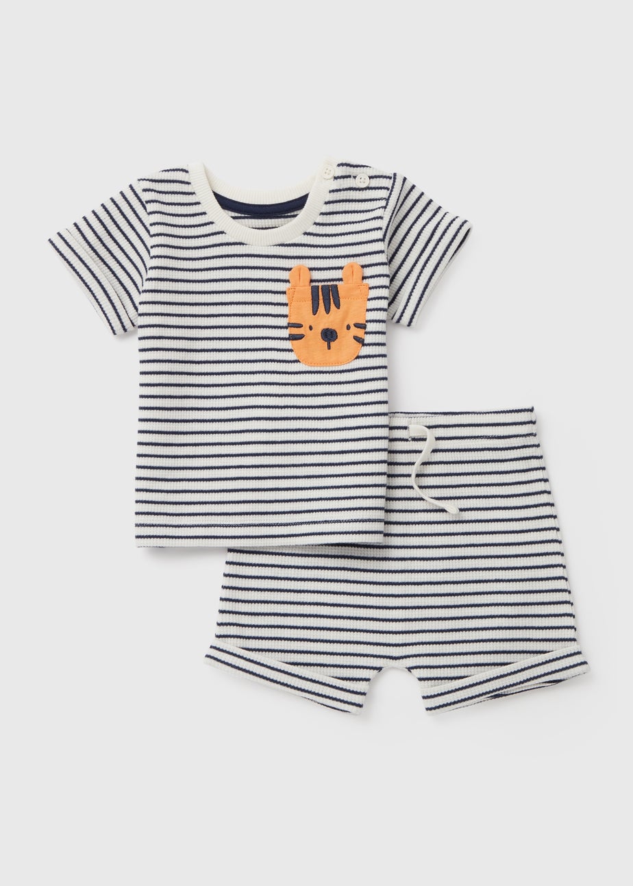 Baby Navy Stripe Tiger T-Shirt & Shorts Set (Newborn-23mths)