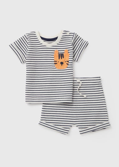 Baby Navy Stripe Tiger T-Shirt & Shorts Set (Newborn-23mths)