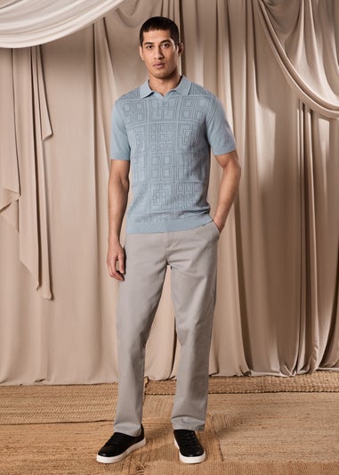 Blue Pointelle Smart Knitted Polo