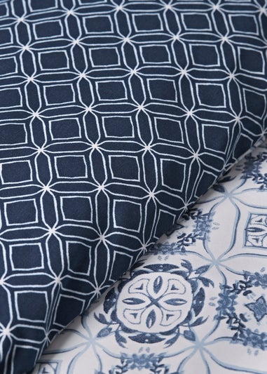 Blue Tile Print Duvet Set