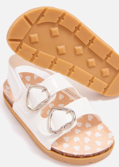 Girls White Foot Bed Sandals (Younger 4-12)