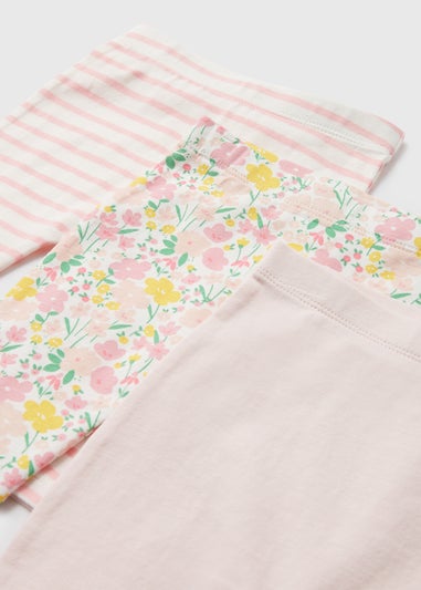 3 Pack Girls Pink Floral Leggings (6-23mths)