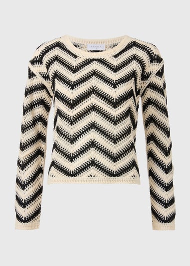 Black Zig Zag Crochet Jumper