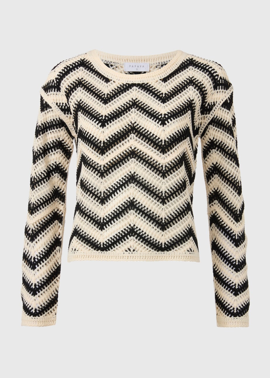 Black Zig Zag Crochet Jumper