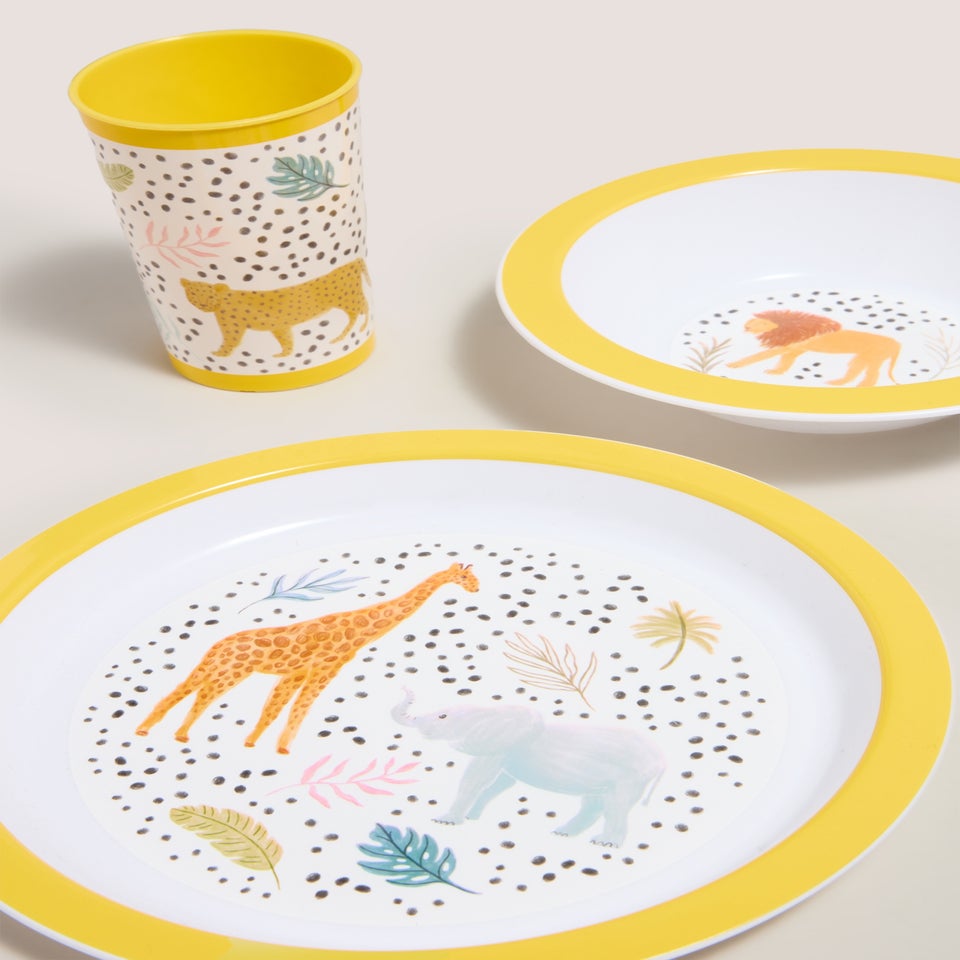 Kids 3 Piece Safari Dinner Set