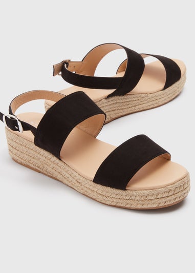 Papaya Black Basic Espadrille Sandals