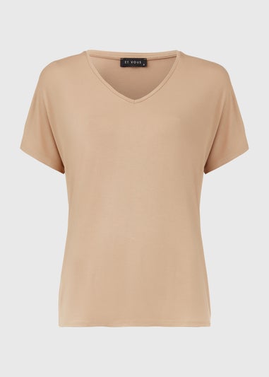 Et Vous Nude Neutral V Neck T-Shirt