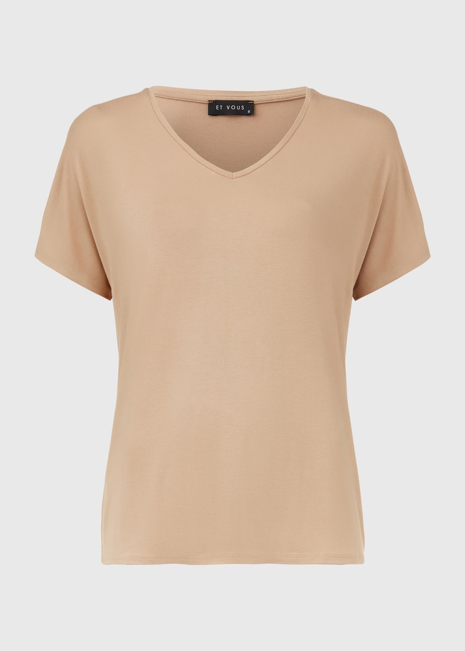Et Vous Nude Neutral V Neck T-Shirt