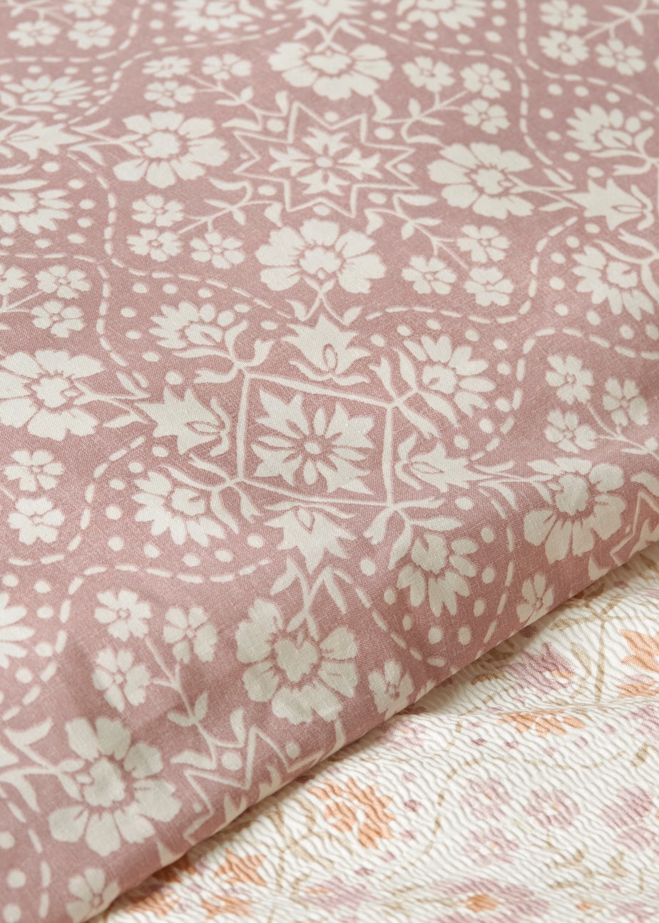 Pink Artisan Tile Seersucker Duvet Set