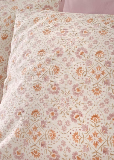 Pink Artisan Tile Seersucker Duvet Set