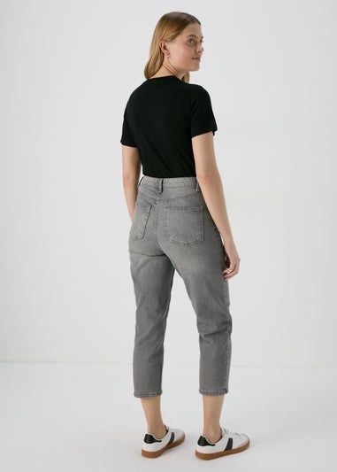 Grey Washed Mom Jeans