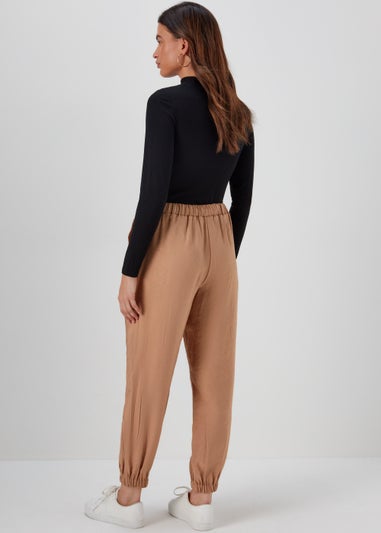 Beige Parachute Trousers