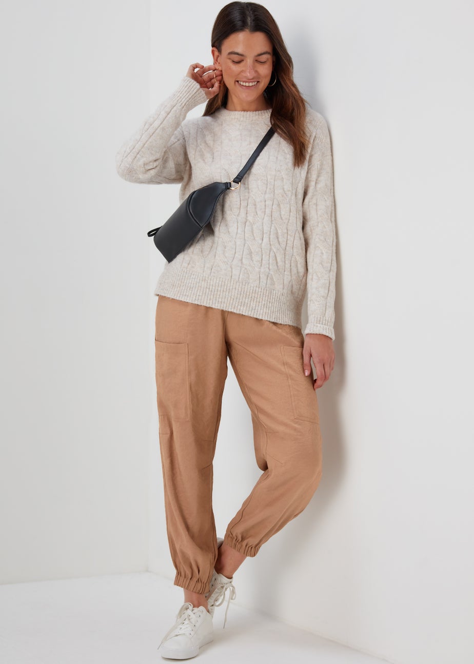 Beige Parachute Trousers