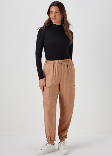 Beige Parachute Trousers