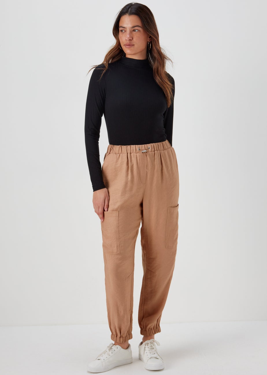 Beige Parachute Trousers