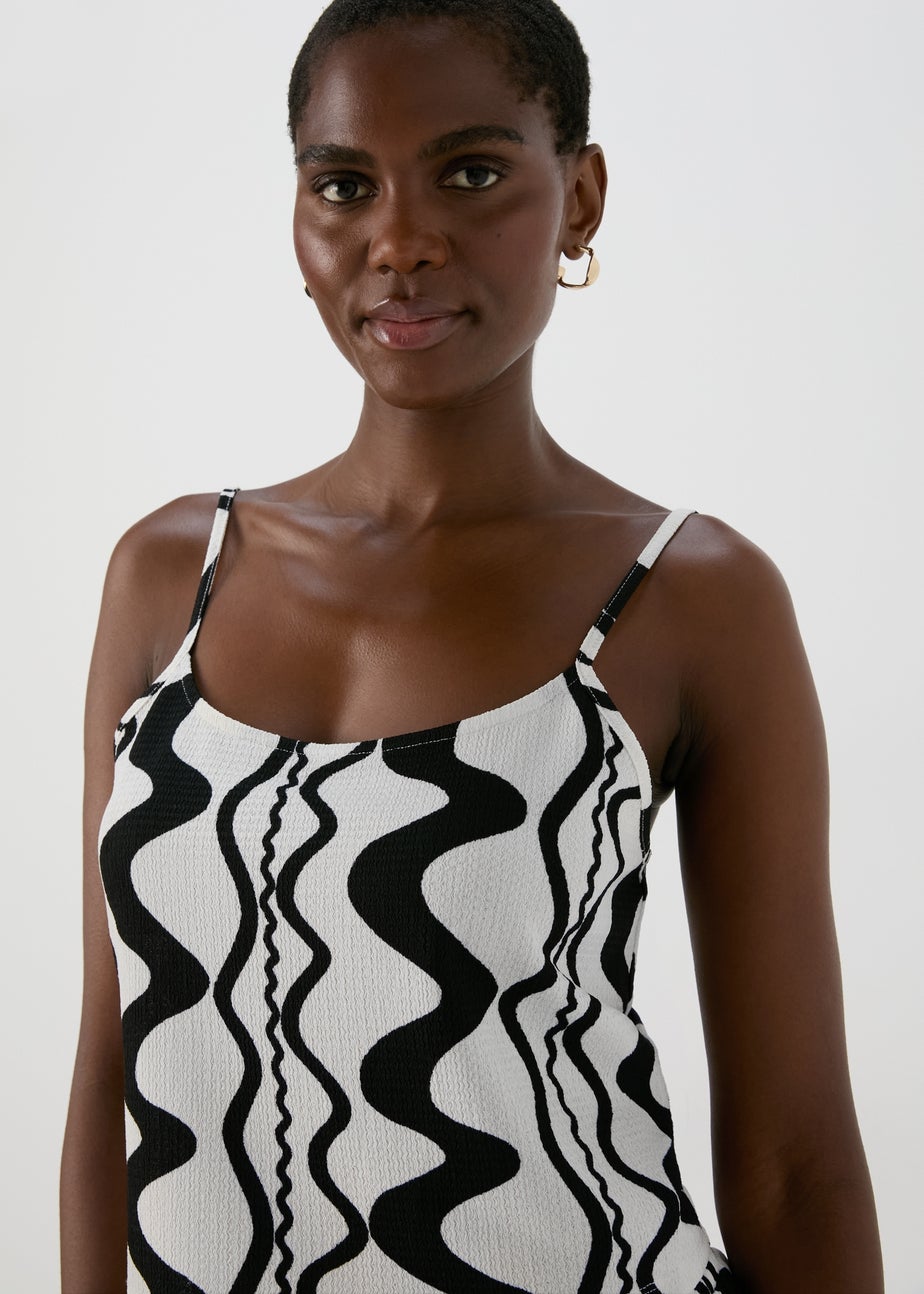 Black Mono Swirls Co Ord Top