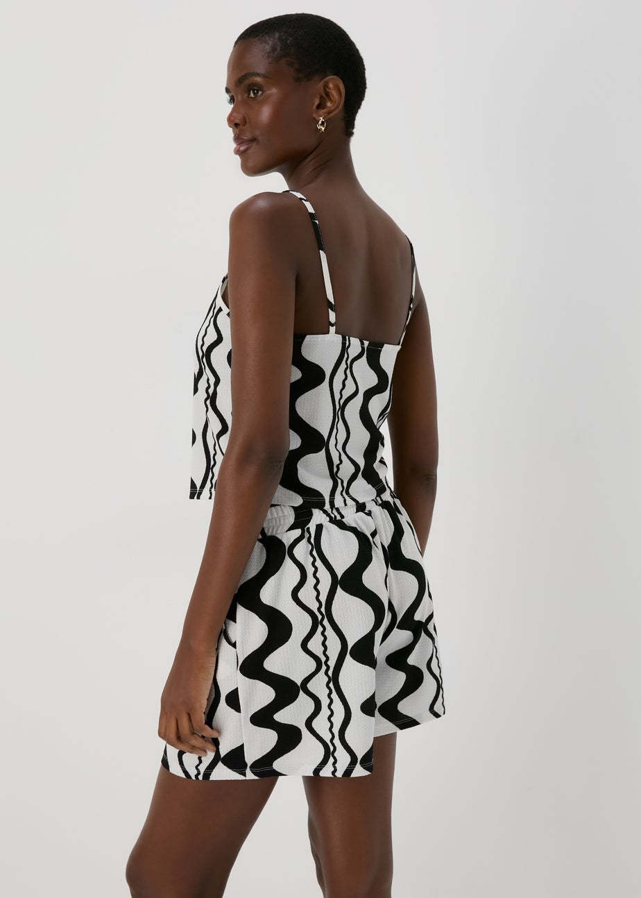 Black Mono Swirls Co Ord Top