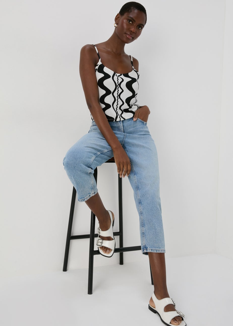 Black Mono Swirls Co Ord Top