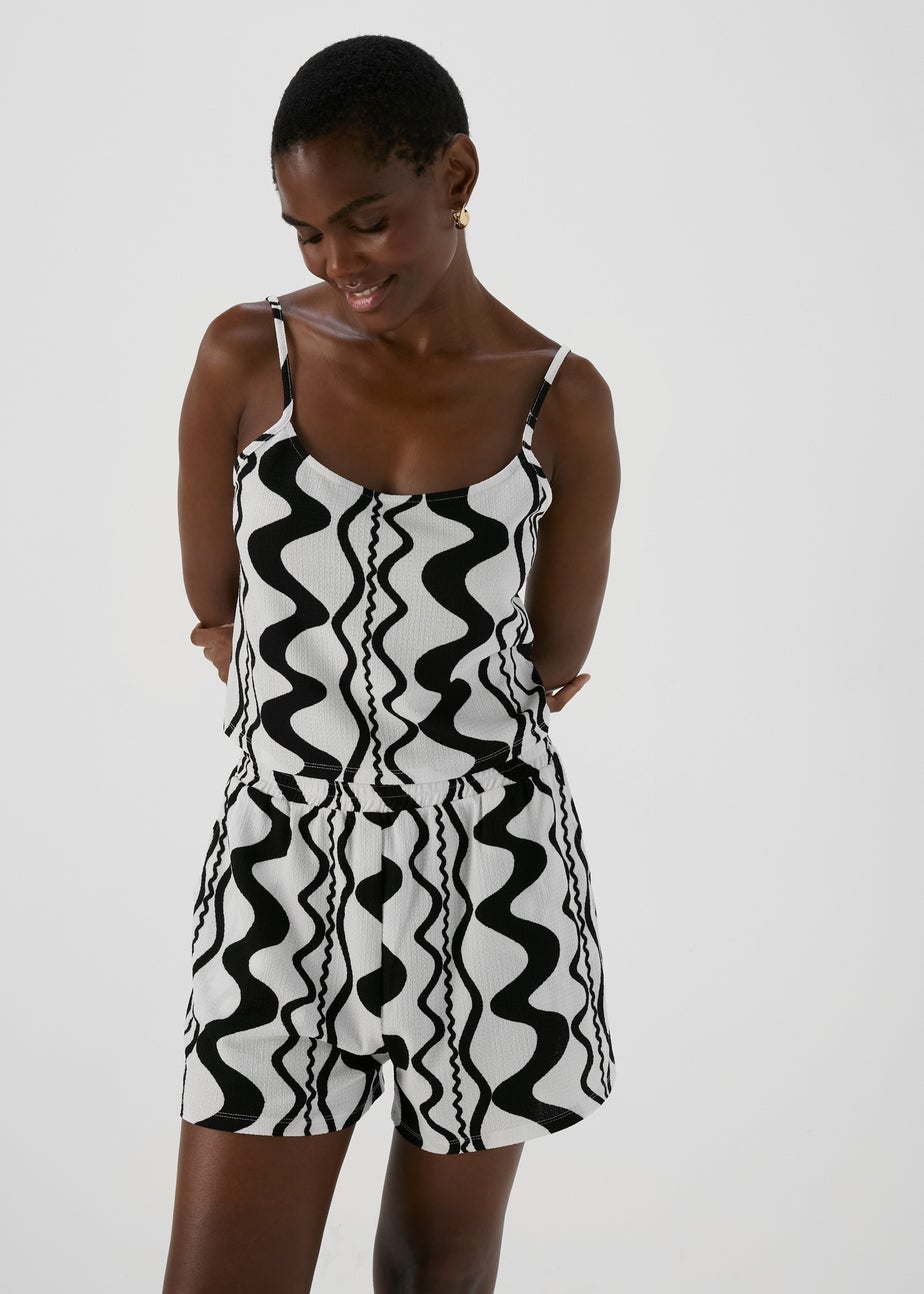 Black Mono Swirls Co Ord Top