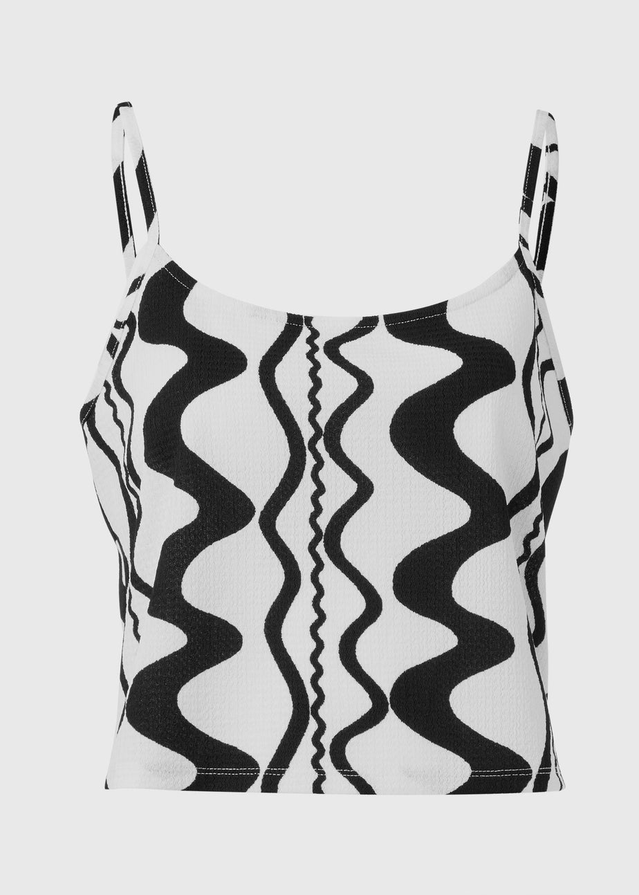 Black Mono Swirls Co Ord Top